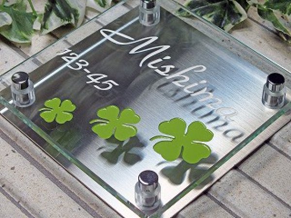 画像2: ガラス表札 130角の人気表札 (2)