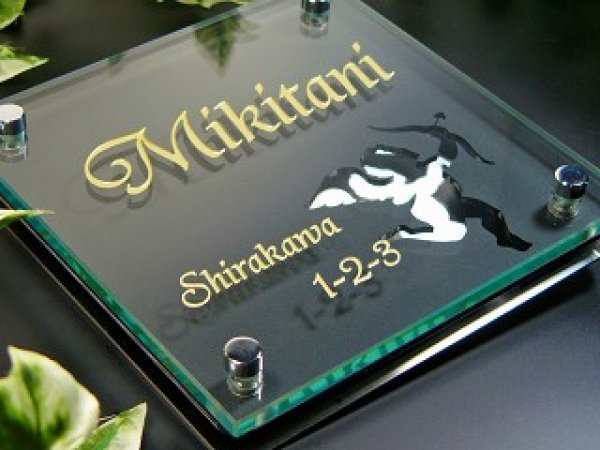 画像3: ガラス表札 シルエット 【エンジェル】 (3)