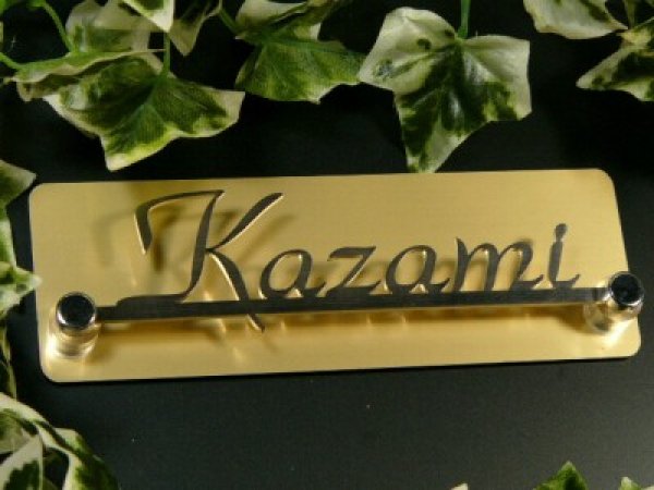 画像2: マンション向けステンレスアイアン表札 ゴールドカラー (2)