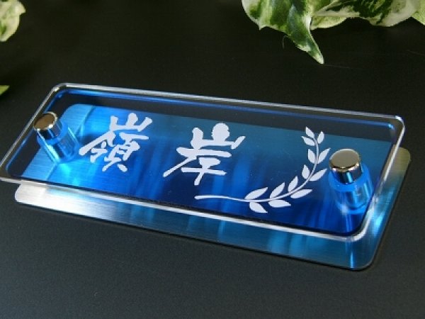 画像2: ステンレス表札【スカイブルー】貼付けタイプ サイズ145mm×50mm (2)